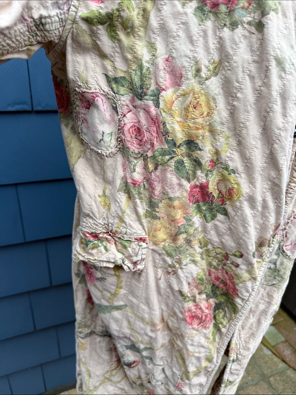 Magnolia Pearl Quilted Cream Jacket Leni Pink & Green Floral Print One size - Picture 3 of 11